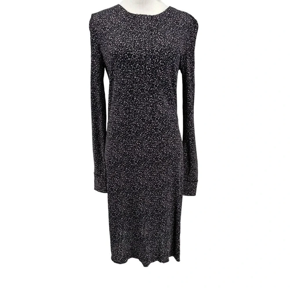 Tory Burch Women's Purple Black Animal Print Long Sleeve Dress Size XS